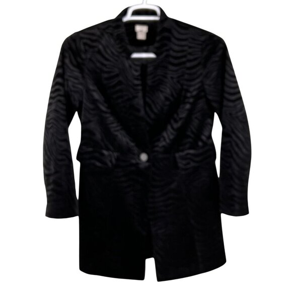 Chicos Women 4/6 Black Velvet Animal Burnout Blazer Long Jacket Witchy Fairygoth - Picture 9 of 16